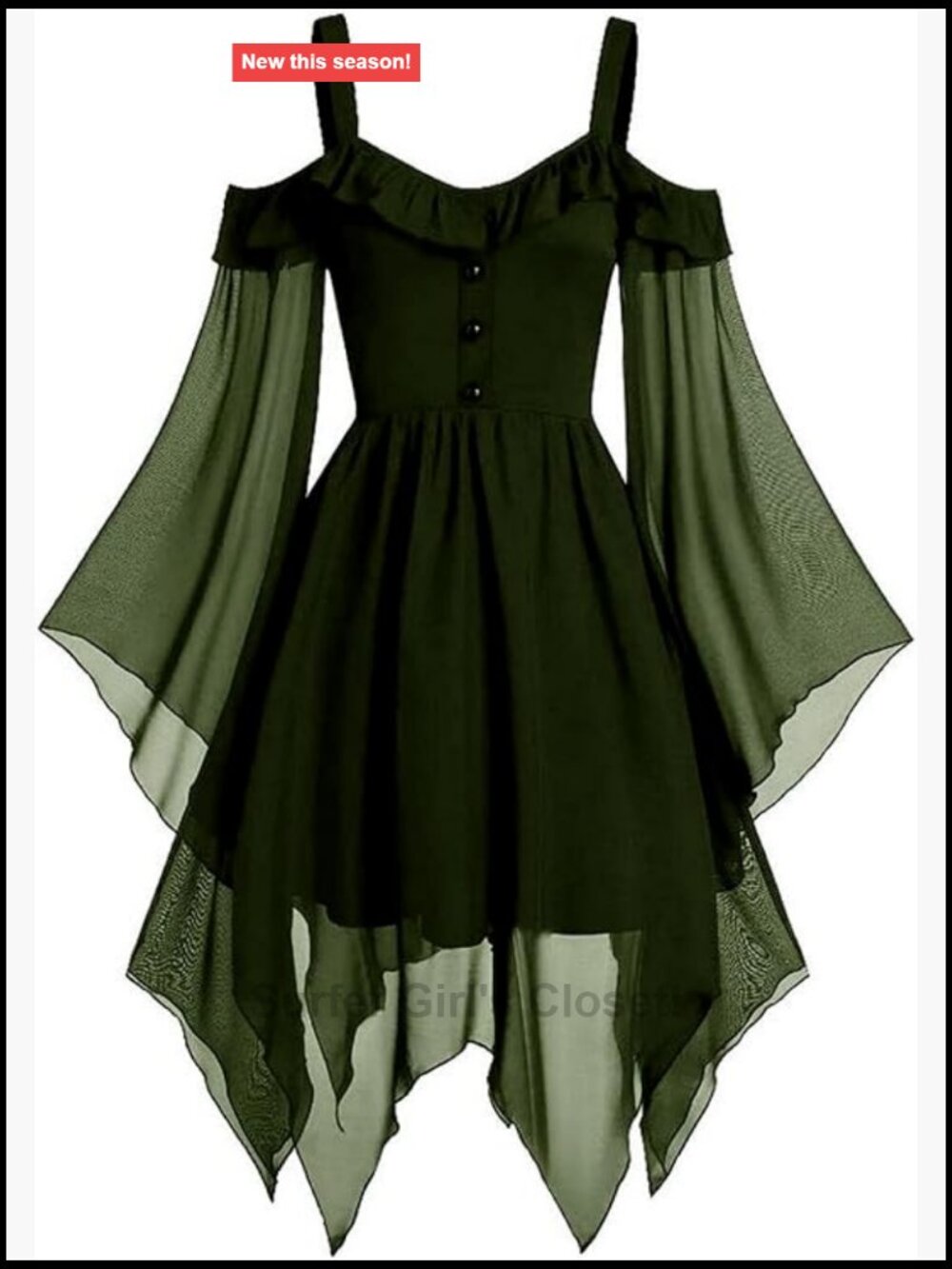 Renaissance Faire Off Shoulder Gothic Witch Dress Medieval Steampunk Costume
